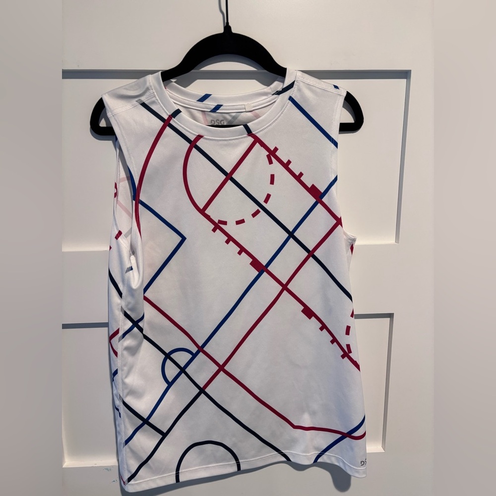 DSG Movement Tank Pure White, Court Lines Boys Size Large